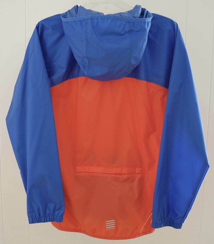 Lands End Navigator Rain Jacket L 14 16 Blue Orange Hood Packable Coat