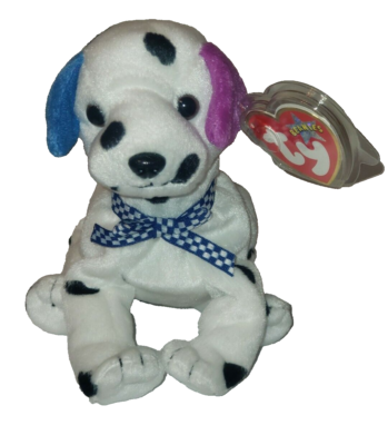 Ty Beanie Baby DIZZY the Dalmatian Dog Colored and Black Spots UK