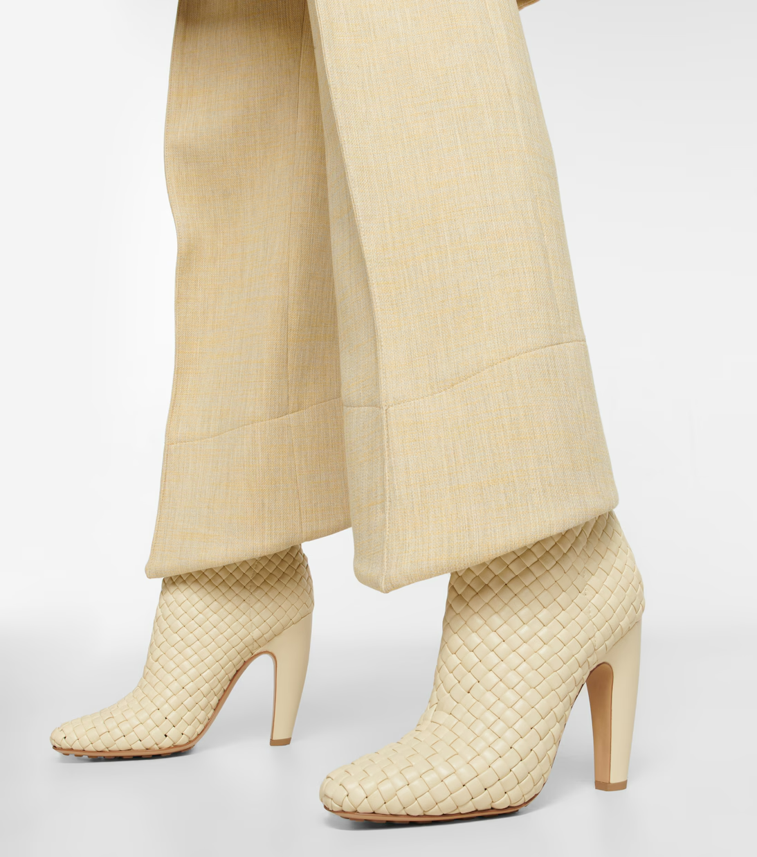 Bottega Veneta Canalazzo Woven Booties Women's 35/5US Butter Square Toe Pull On - Picture 1 of 19