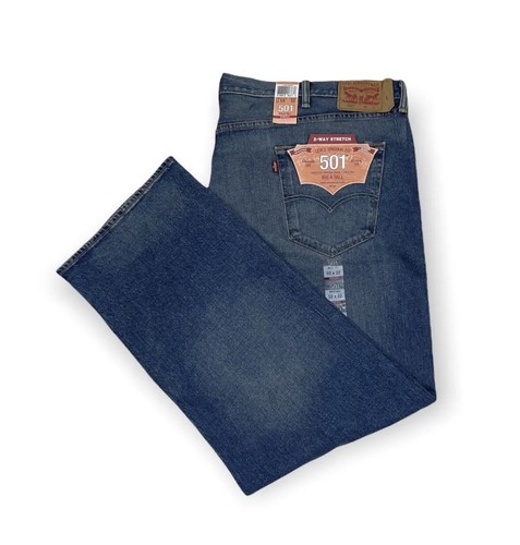 Levis 501 Original Fit Straight Leg Button Fly Denim Blue Jeans Size 50