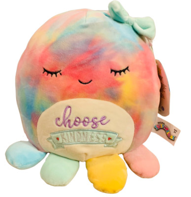 Squishmallows Opal The Octopus 8'' Plush, Tie-Dye Rainbow, Choose Kindness, NEW