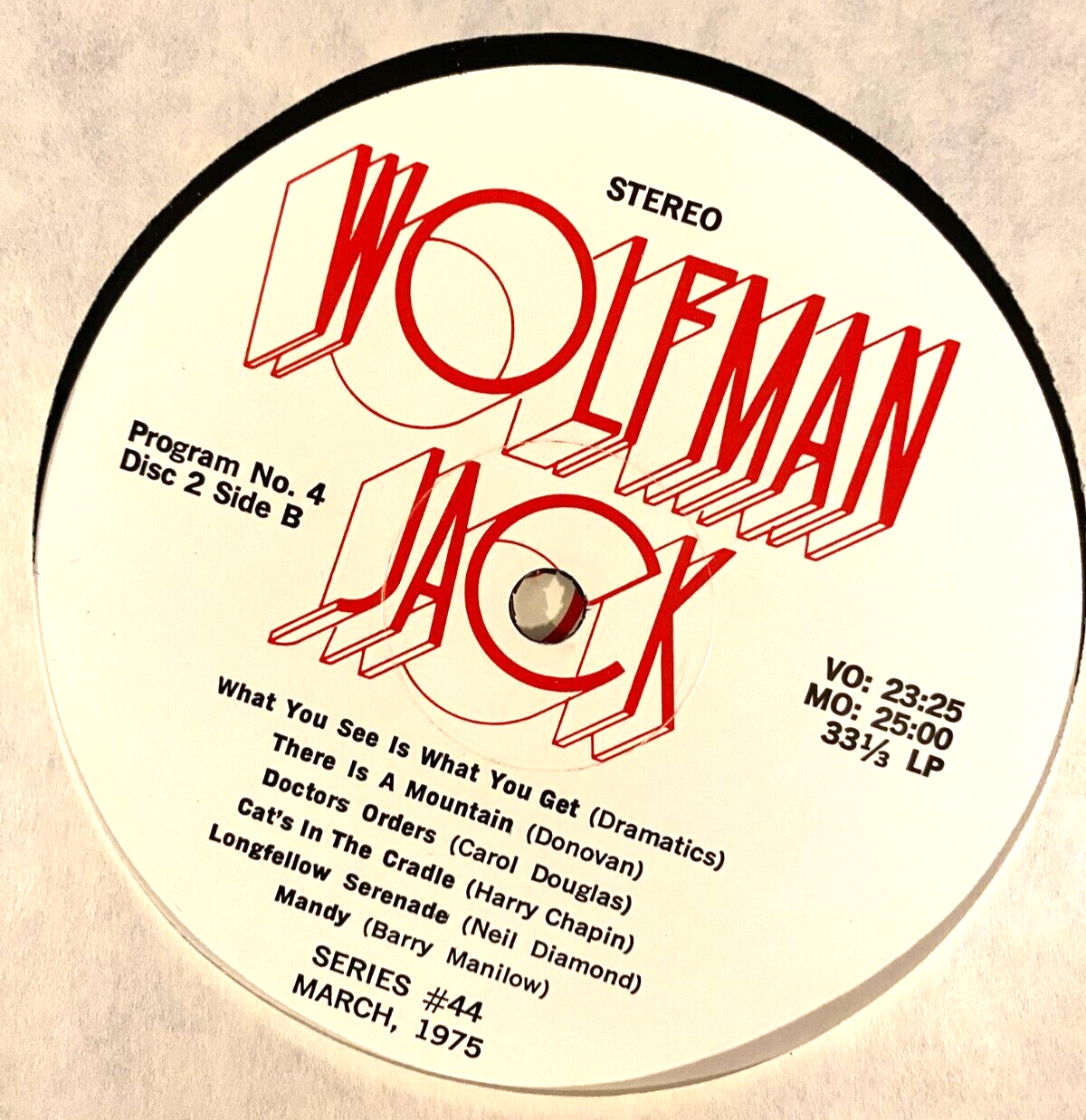 USAF WOLFMAN JACK #44 3/4, 2 30 MIN SHOWS, 12 TUNES: DISCO
