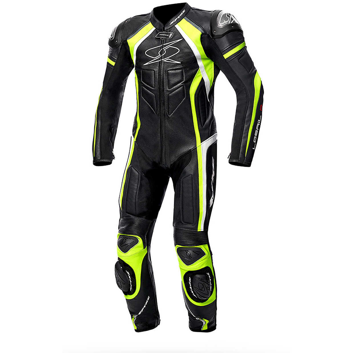 Leather suit Spyke Losail race Black white yellow fluo size