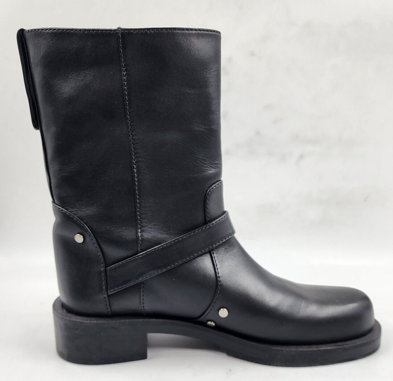 STUART WEITZMAN Studded Round Toe Boots Women's 6B Black Buckled Block Heels - Picture 10 of 16