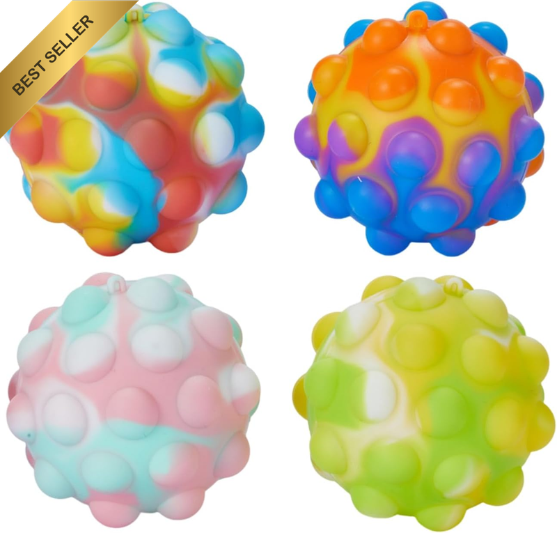 4 PCS 3D Stress Pop Ball,Bpa Free Food Grade Silicone Squeeze Ball