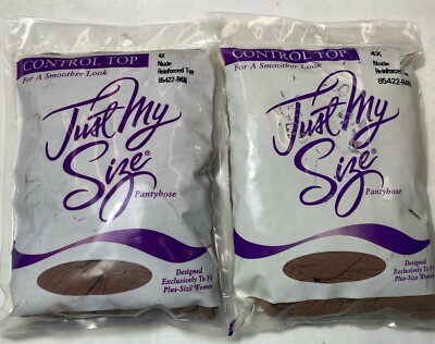 Lot of 2 Leggs Just My Size Pantyhose 4X Nude Control Top Reinforced Toe NEW