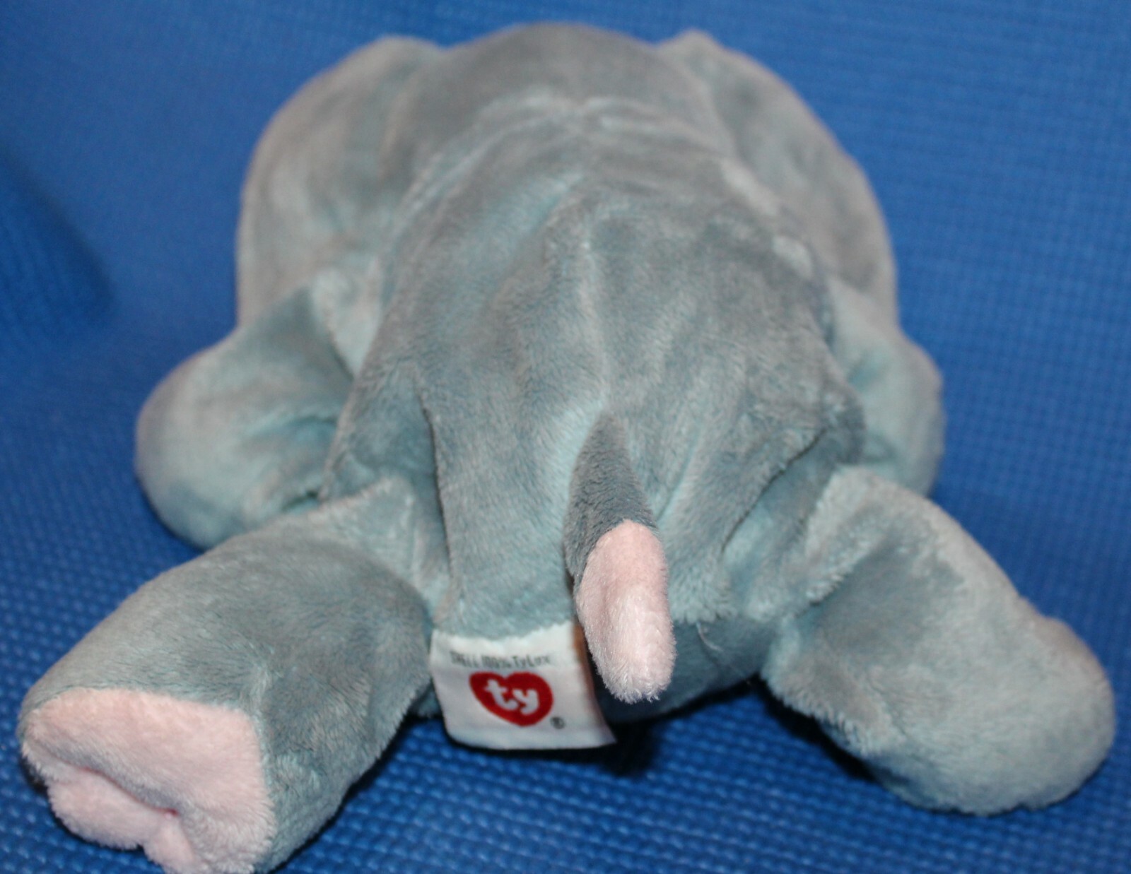 Ty Pluffies Winks Gray Pink Elephant w/ Tag Soft Floppy Elephant Bean Bag