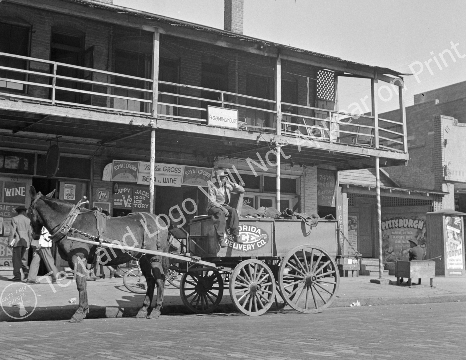 1943 Florida Ice Delivery Wagon, Jacksonville, FL Old Photo 8.5" x 11" Reprint
