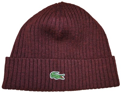 

Мужская шапка Lacoste Bordeaux из шерсти в рубчик