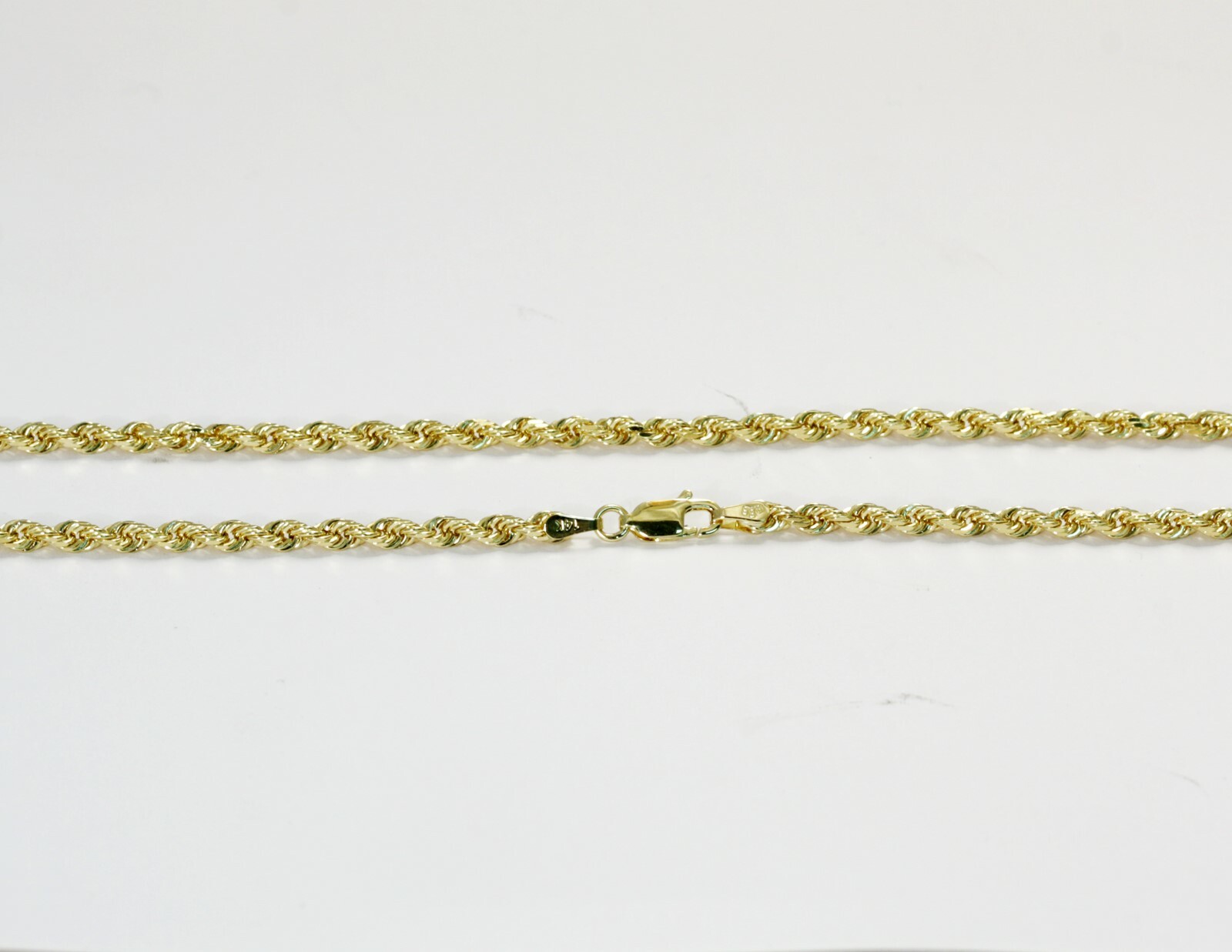 Pre-owned Gd Diamond 3.00mm 24" 20.00gm 14k Solid Yellow Gold Men's Diamond Cut Rope Chain Necklace In No Stone