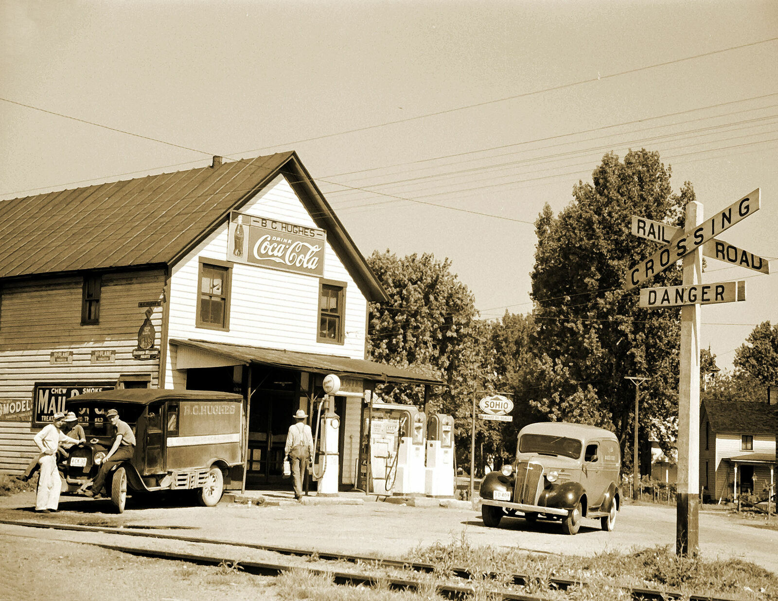 1939 Gas Station Atlanta Ohio Old Retro Vintage Photo 8.5" x 11" Reprint