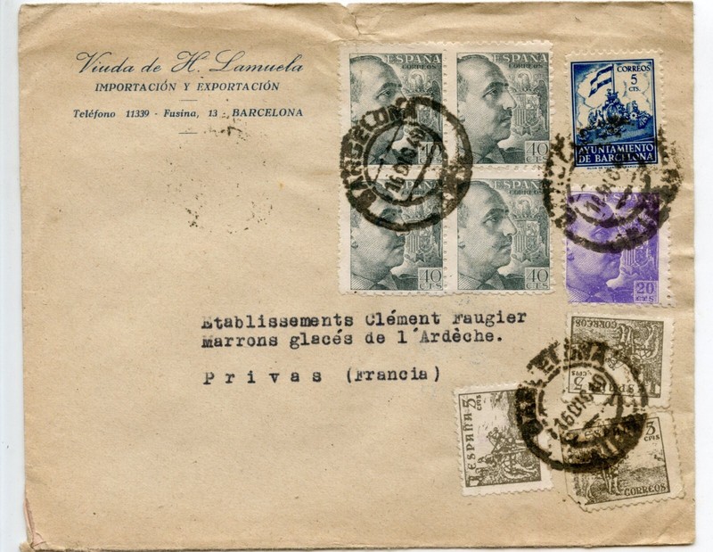 Enveloppe // Censured // Censure Censurado Espana Barcelona Pour Privas 1940