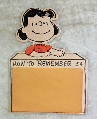 Vintage Hallmark Peanuts Lucy Memory Notes Pad How to Remember