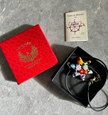 Venetian Murano Glass Pendant Star Necklace - Hand Made by Fenice Glass ITALY