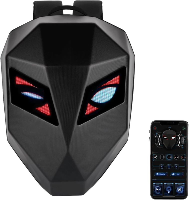 LED Motorcycle Backpack, LED Backpack, Programmable Cycling Bag, Travel and Camping Storage Bag,Ideal for Riding and Holiday Gifts (Black Color)