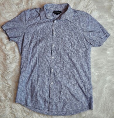 Marc Anthony Mens Shirt Medium Blue Floral Slim Fit Button Down
