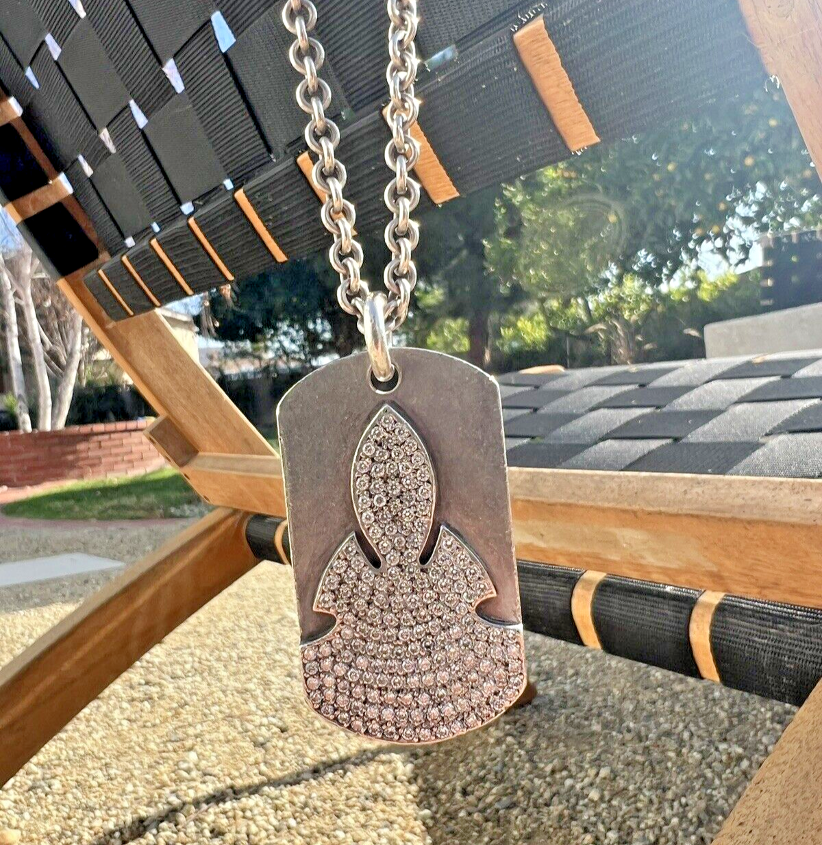 Chrome Hearts Buddha Flerknee Dog Tag 5.0ct Diamond Sterling Chrome Hearts Buddha Flerknee Dog Tag 5.0ct Diamond Sterling