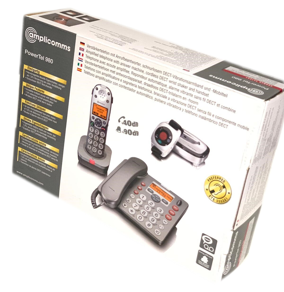 Audioline Amplicomms PowerTel 980 Kombi-Set Telefon Mobilteil & Notrufsender SE2