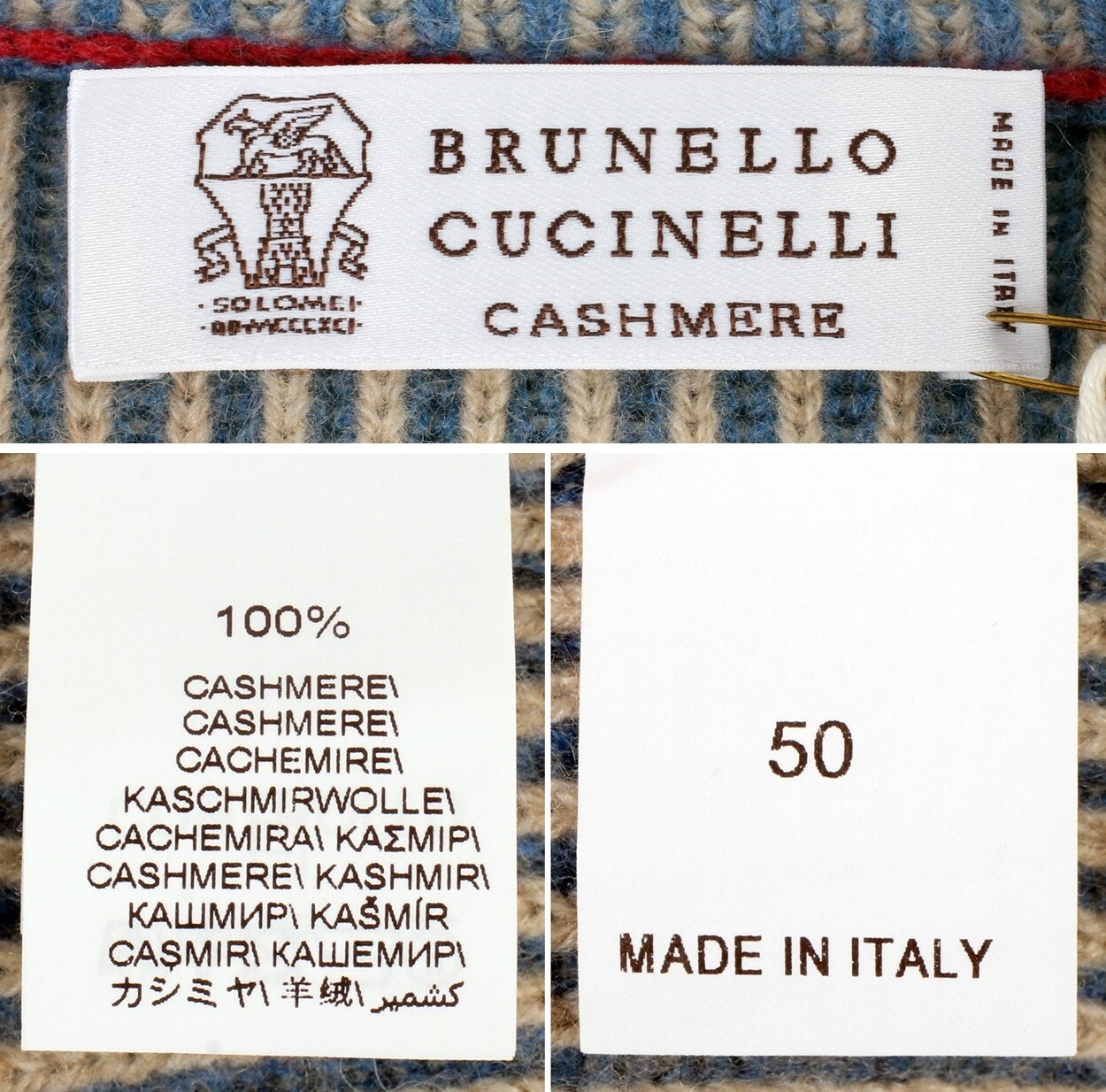 Pre-owned Brunello Cucinelli $4400  100% Cashmere Full Zip Sweater - Blue - 50 M