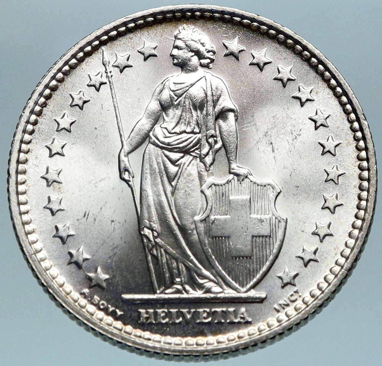 ②スイス フラン ３０フラン 1939 SWITZERLAND - SILVER 2 Francs Coin HELVETIA Symbolizes
