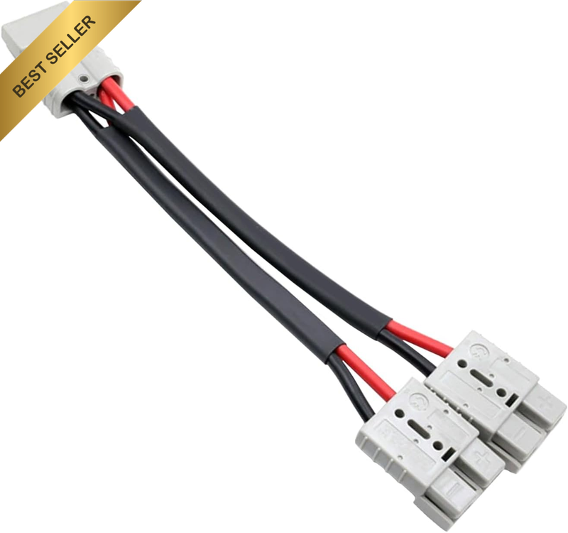 50 Amp Anderson Double Y Splitter Cable, 1 to 2 Anderson Plug Connector Double Y