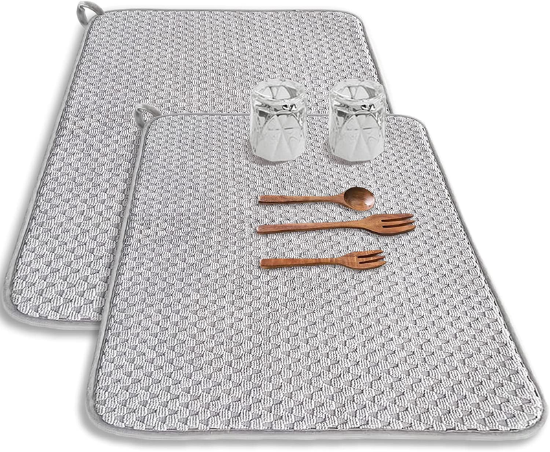 2 Pack Microfiber Dish Drying Mat,24*17 Inch Absorbent Dish Dr...