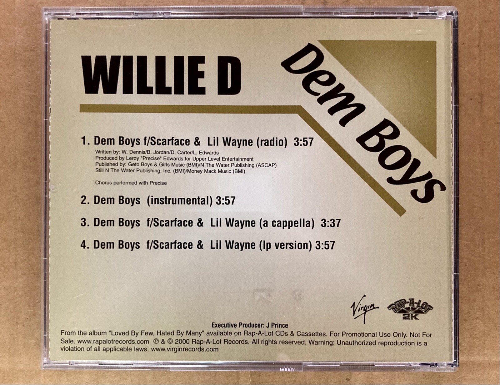 VG+ Promo CD Single Willie D Scarface Lil Wayne Dem Boys