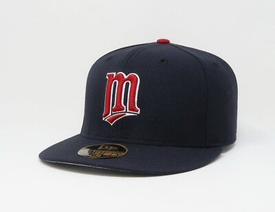 New Era 59Fifty Men Boys Cap Minnesota Twins ''M'' Navy Blue 100% Wool Fitted Hat