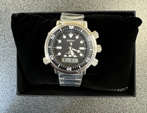 Pre-owned Seiko Prospex Analog Digital Snj033 46.9mm Stainless Steel Solar Diver's Watch