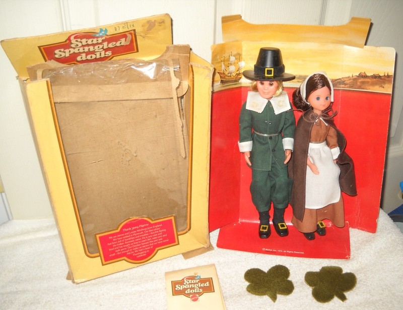 #11855 Vintage Mattel Star Spangled Dolls Thanksgiving Pilgrims SEE DESCRIPTION