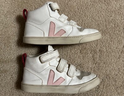 KID s Girl s VEJA High Top Sneakers Shoes Size 4 pink white eBay