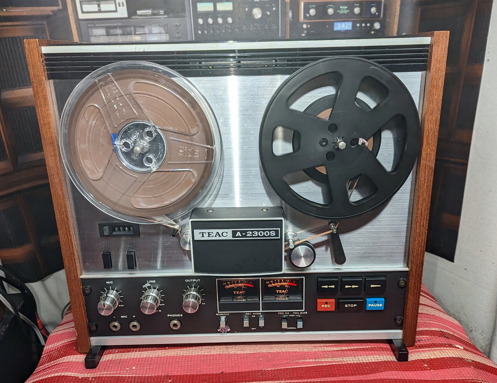 TEAC A-2300S reel-to-reel tape deck. Classic silver face