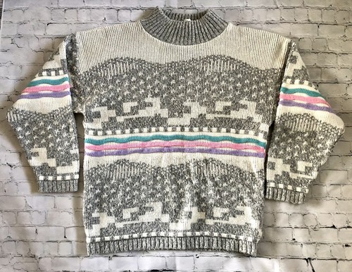 「NICENESS」20AW doris UKウールロガーコート Vtg In Resource Doris Skis Sweater Women's Large Gray Stripe