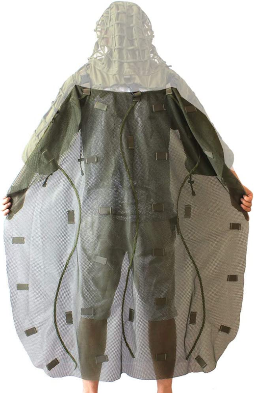 Breathable Ghillie Suit Foundation with Cape for Hunting Mesh Nylon Wildlife