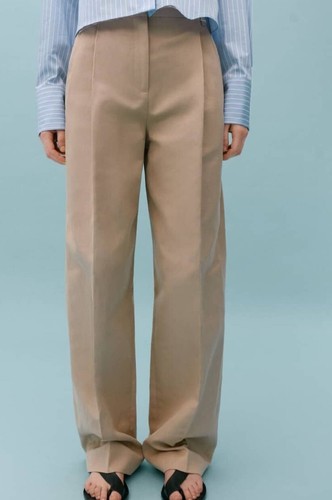 パンツ VICTORIA BECKHAM Maxi turn-up pants Beige 1125WTR006059A Victoria Beckham Maxi Turn-up Pants | italist