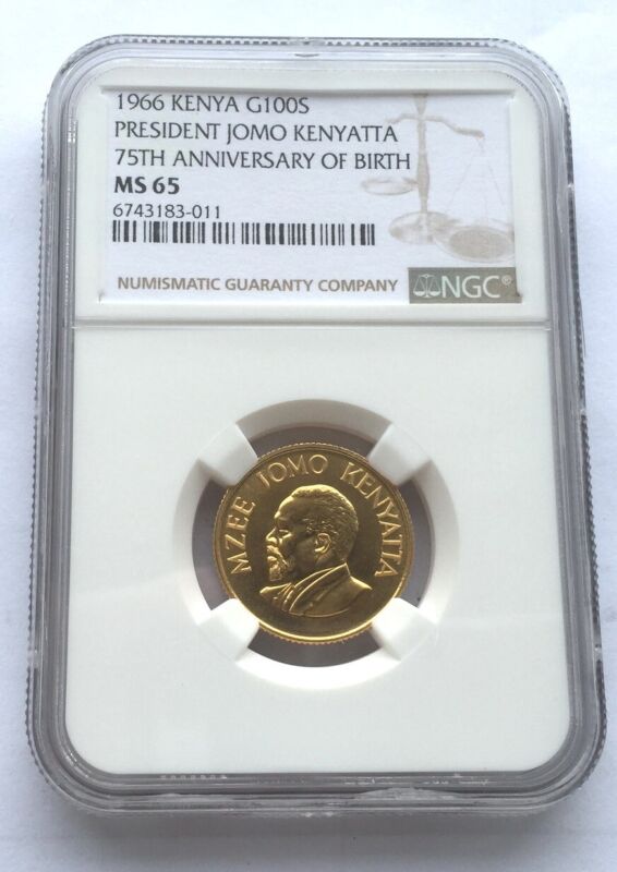 Kenya 1966 Kenyatta 100 Shillings NGC MS65 Gold Coin,UNC