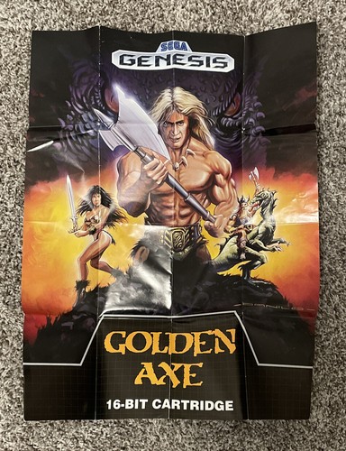 Authentic Golden Axe Sega Genesis POSTER 1990 Original