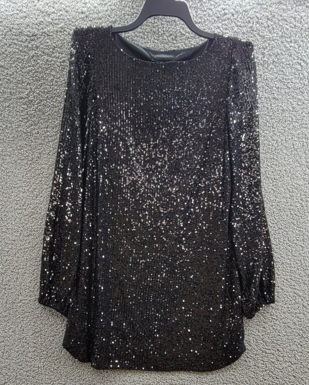 Steve Madden Delorean Sequined Mini Cocktail Dress Women's S Black Pullover - Picture 2 of 16
