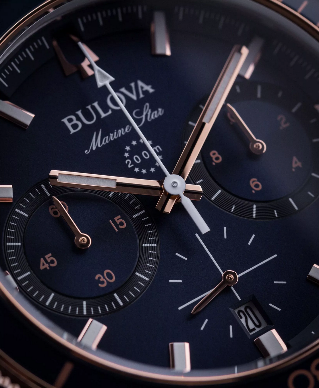 Pre-owned Bulova Marine Star Men's Dual Tone Blue Dial Chronograhp Watch 98b301