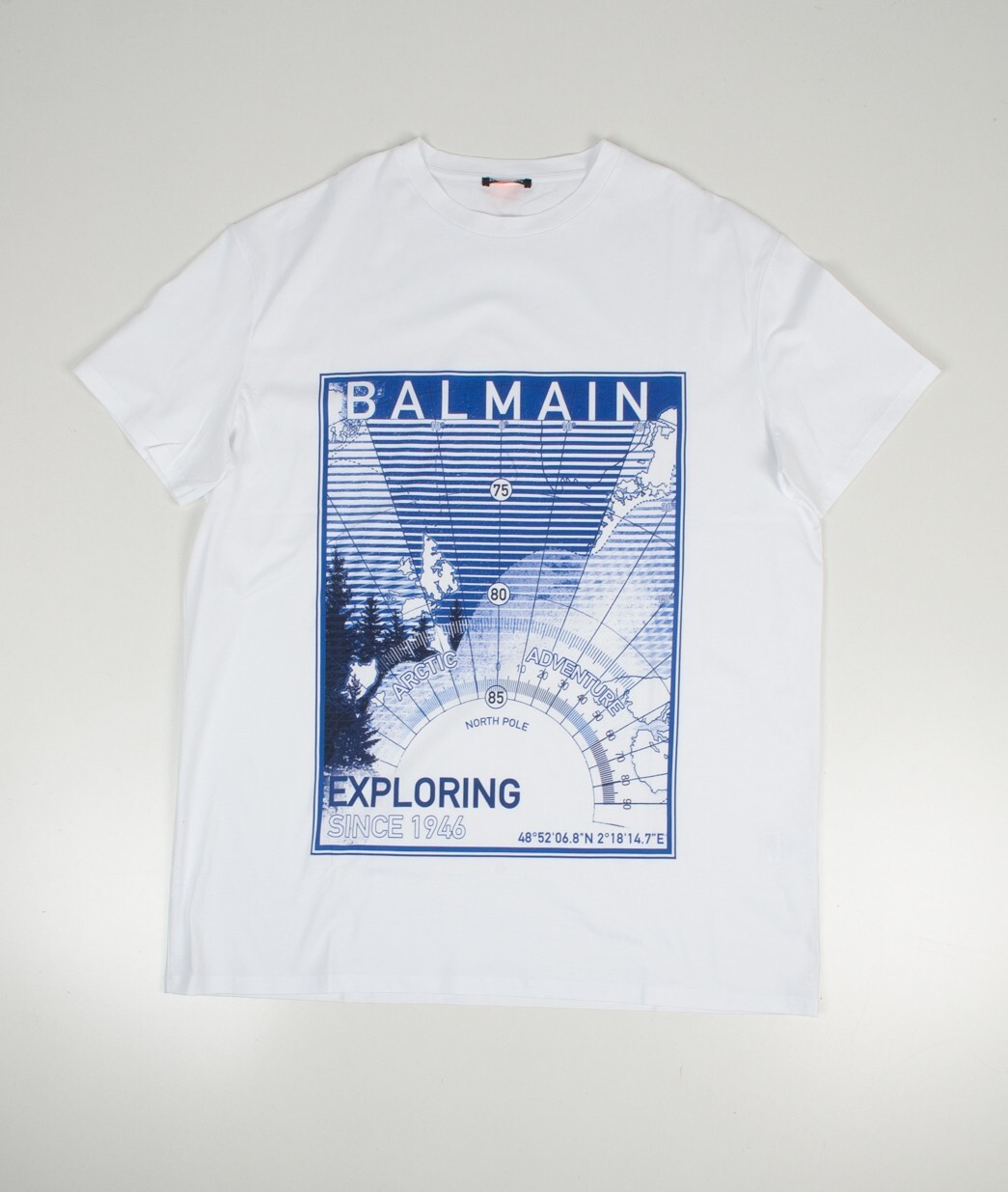 【関税込み】Balmain オフホワイト Retro PB Tシャツ Balmain Off-White & Navy Retro T-Shirt Balmain