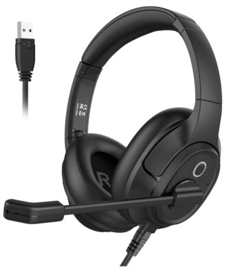 EKSA Headset w/ Microphone for Laptop, Wired Computer Headset w/ Vol/Mic Control