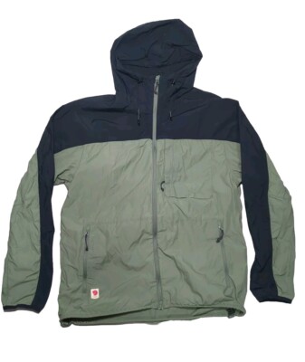 Fjallraven High Coast Wind Hooded Jacket Men s Large Patina Green Navy Blue