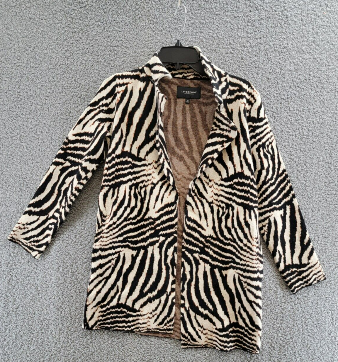 Liverpool Los Angeles Open Coatigan Sweater Women's XS Abstract Zebra Jacquard - Picture 3 of 17