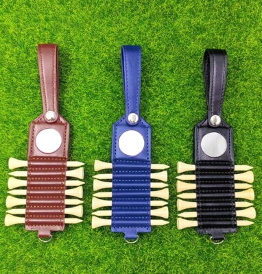 Golf Tee Leather Holder for 7 tees max - BLUE BLACK BROWN (default BLUE)