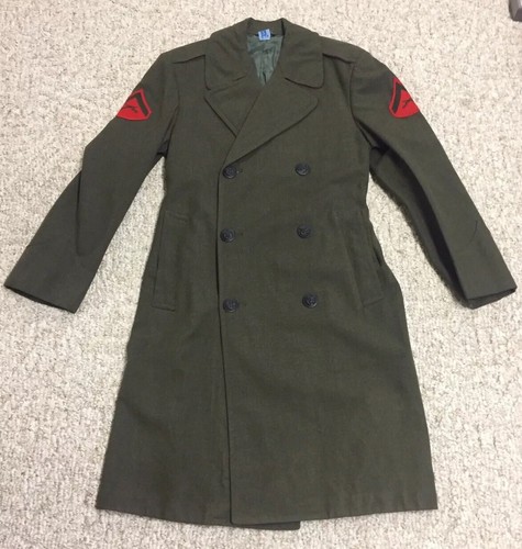 1960-70's VTG US Marine Corps Green MC Wool Trench Coat USMC 1960-70's VTG US Marine Corps Green MC Wool Trench Coat USMC