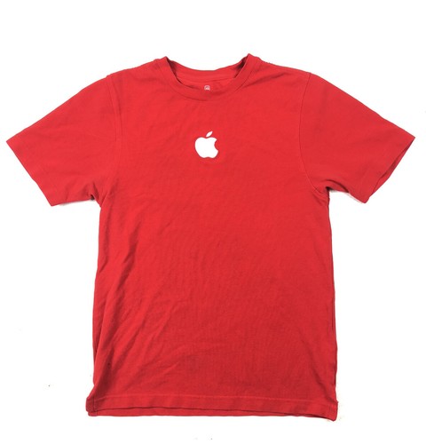 APPLE Store Employee Red Embroidered Apple Logo Short Sleeve