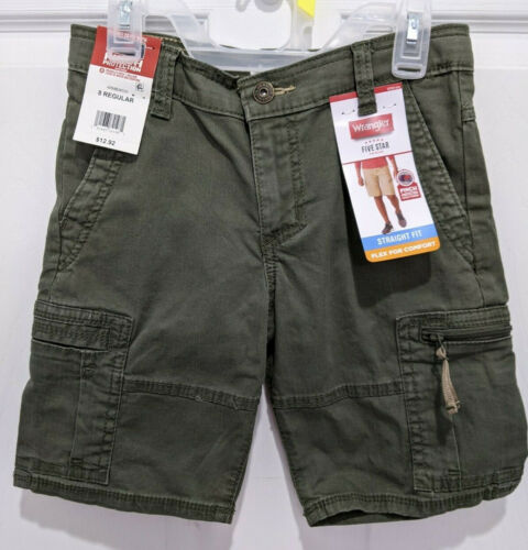 Wrangler Boys Green Straight Cargo Shorts with Adjustable Waist