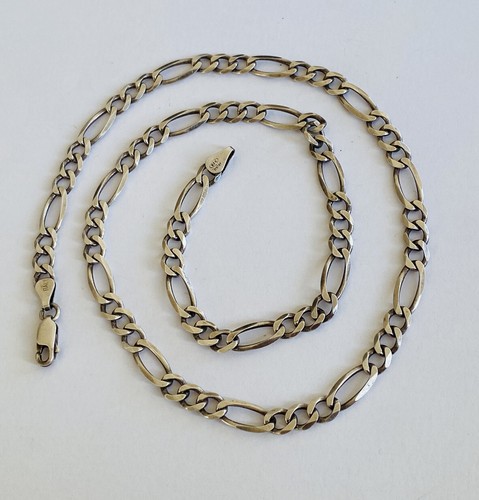Vintage Sterling Silver ITALY MILOR 6MM Figaro Chain Link Necklace 20”