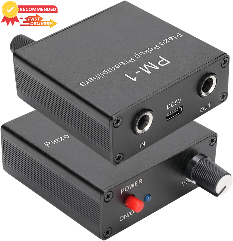 Piezo Pickup Preamplifier for Guitar Violin Ukulele Mandolin, 6.35mm Tuner