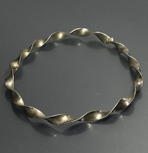 Vintage Sterling Silver Twisted Bangle Bracelet 7.5” 6.55g
